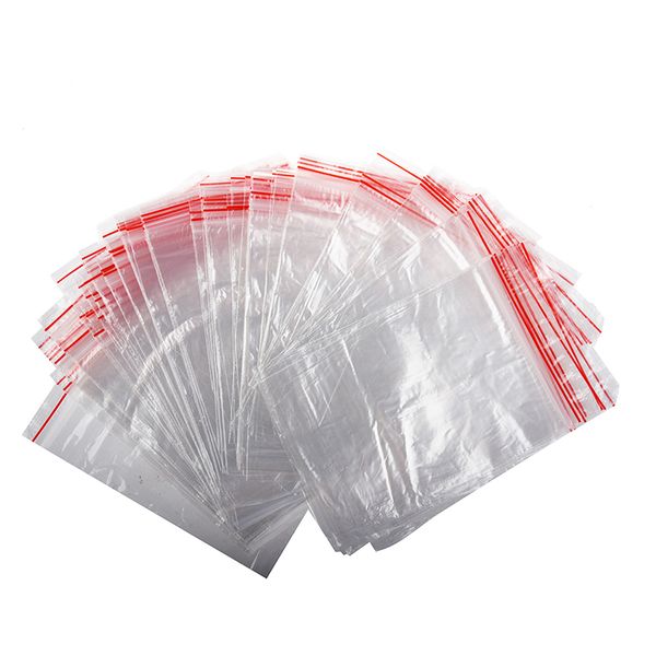 

100pcs zipper closure lock zipped poly clear bags plastic zip 10*15cm