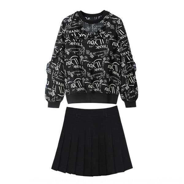 

elegant graceful fashion casual suit women's 2020 autumn new korean flounced aline skirt aline skirt dress two-piece set cw8og, Gray