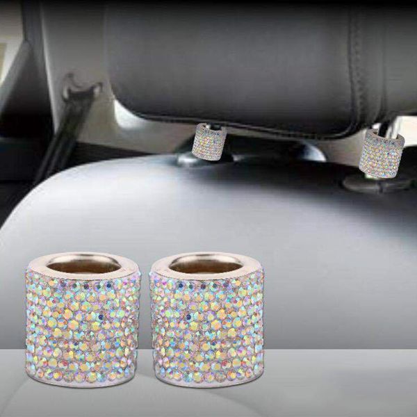 

2pcs crystal auto car headrest ornament truck suv head rest collars interior decoration cylinder