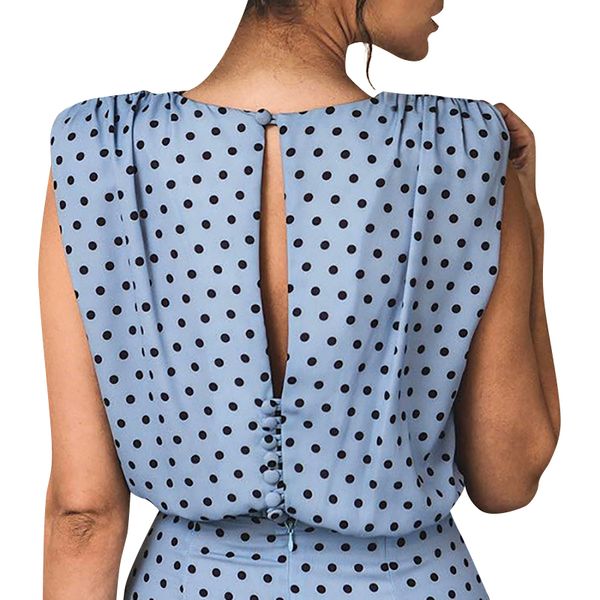 

blackday spring and summer new women package hip dress skinny wave dot sleeveless dress new, Black;gray