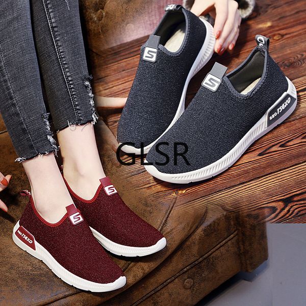 

2020 new sneakers ballet shoes soft breathable flat slip on shoes for women chaussures femmes woman, Black