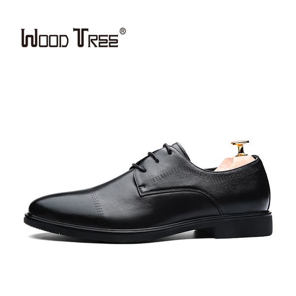 

woodtree brand full grain leather business men's dress shoes vintage patent leather oxford men's shoes, Black