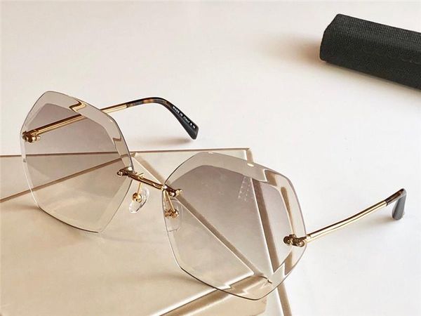 

new luxury women sunglasses design metal 71181 frameless irregular crystal cutting lens lens fashion luxury style square frame uv 400 lens, White;black