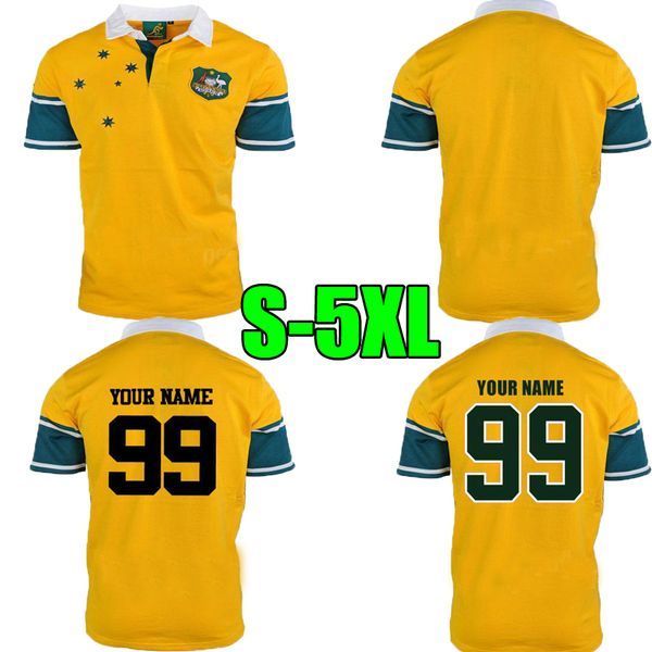 

99 00 australia yellow retro classic rugby shirt 1999 2000 australia retro jersey rugby home training shorts jersey size s--5xl, Black;yellow