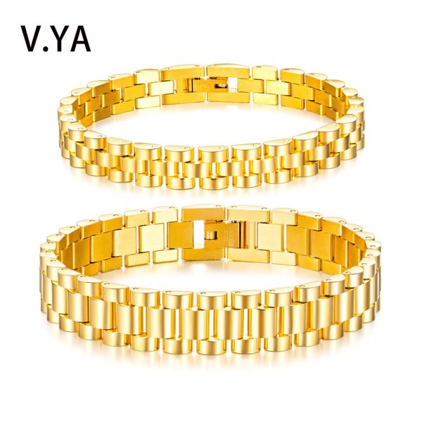 

v.ya classic gold mens stainless steel bracelets black titanium steel women classic bracelet popular jewelry