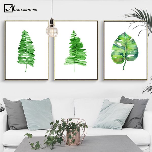 

nicoleshenting акварель тропических растений листья poster print минимализм wall art холст картины природы изображения домашнее украшение