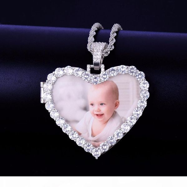 

custom made p heart medallions necklace pendant with 3 4 5mm tennis chain gold silver zircon men hip hop jewelry 5x4.8cm