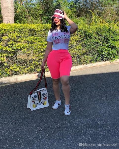 

clothes two piece sets short sleeve 2pcs outfits designer casual womens clothing print letter women, White