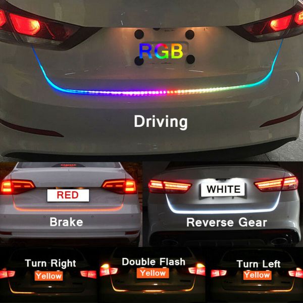 

1.2m turn signal light rgb remote parts lighting lamps 47" led rear trunk