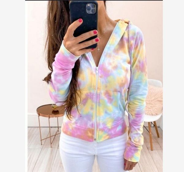 

women zipper hooded cardigan jacket ladies winter sweaters boutique fashion clothes tie-dye hoodie plus size s-5xl cz82702, Black
