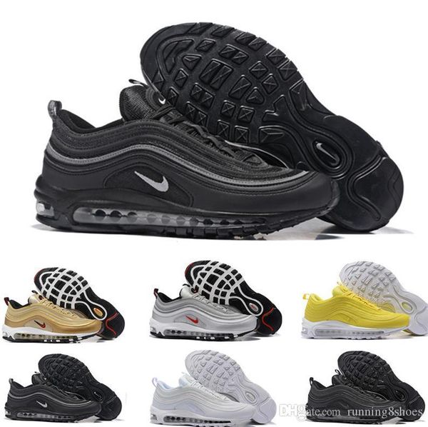 

97 air qs se premium plastic sean wotherspoon metallic gold silver men running shoes wholesale outdoor sports sneakers trainers