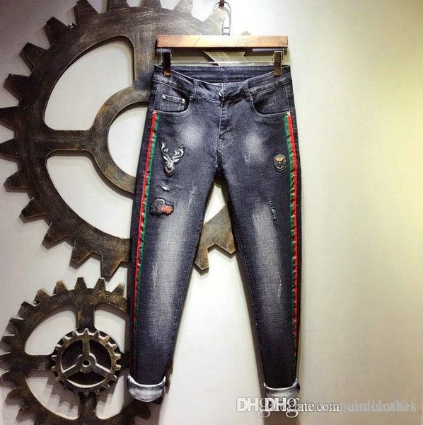 

men's skinny fashion designer shorts slim motorcycle moto biker causal mens denim pants hip hop jeans de designer pour hommes, Blue