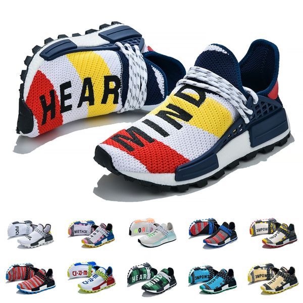 

nmd human race running shoes for men and women pharrell williams solar pack mother bbc black yellow cream sneakers size 36-46