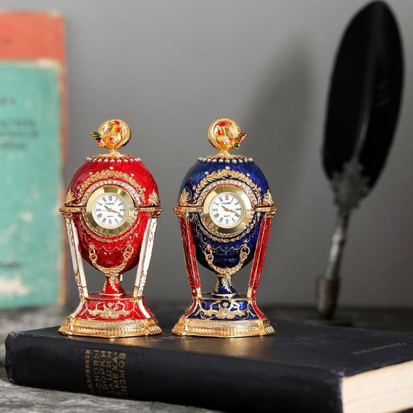 

qifu new arrive russian cockerel egg with watch for home decor
