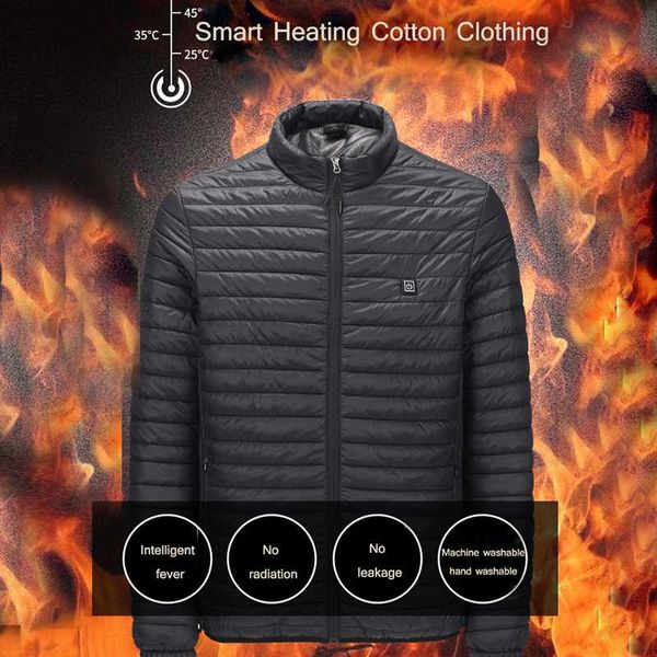 

outdoor t-shirts thermal coat usb charging heated jacket for men and women windproof winter warm washable 3 temperatures long sleeve skiing, Gray;blue