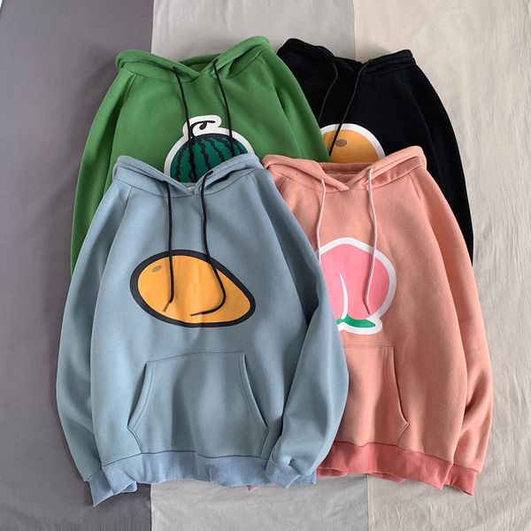 

men's hoodies & sweatshirts funny fruit printed men 2021 harajuku hooded pullovers women oversized m-xl, Black