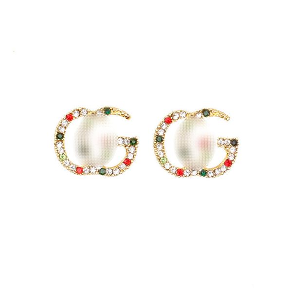 

shiny diamond alphabet earrings gg letters designer earrings studs fashion letters earrings women brand earring jewelry accessories, Golden
