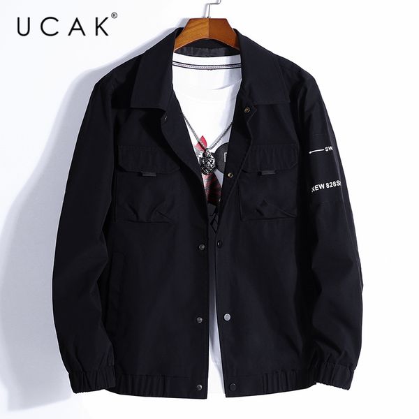 

ucak brand jackets men clothing 2020 autumn tooling design streetwear men jacket clothes casual single breasted coats u8103, Black;brown