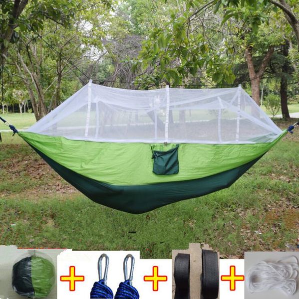 

12 colors 260*140cm portable hammock with mosquito net single-person hammock hanging bed folded into the pouch for travel cca6841 10pcs