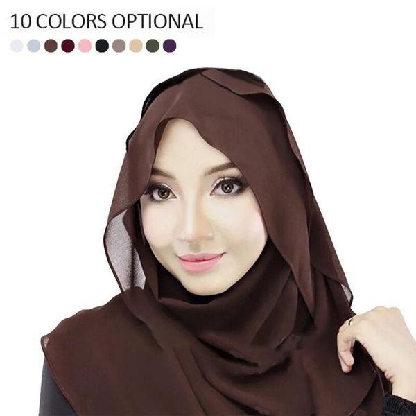 

women's hedging 10-color muslim headscarf long chiffon fashion headscarf hedging for women sun protection cap, Blue;gray