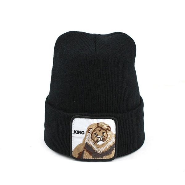 

2020 new letter king lion embroidery wool cap men women the same wool hat knit caps fashion autumn and winter warm hat, Blue;gray