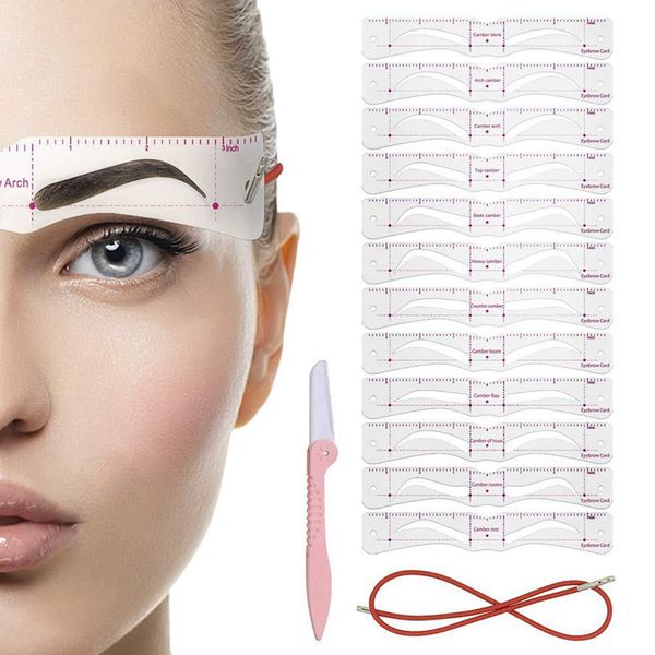 

12pcs/set thrush card eyebrow knife threading word eyebrow makeup tools threading artifact thrush aid card eyebrows mold 0068