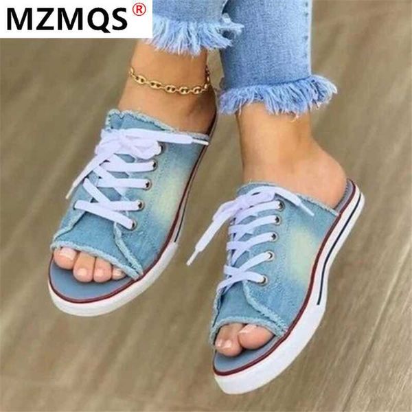 

2020 new summer women sandals women open toe flat canvas shoes fish mouth shoes denim lace-up sandals zapatos mujer, Black