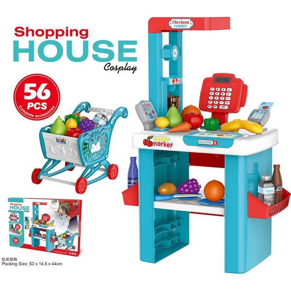 

simulation supermarket house role shopping cart kits girl pretend play house market toys counter cash register learning gift