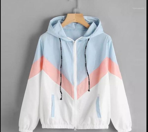 

jackets three color long sleeve hooded jackets spring autumn womens coats women designer patchwork, Black;brown