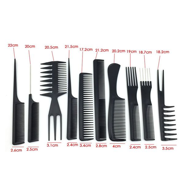 

new 10 pcs professional hair comb anti-static barbershop style makeup brush salon products home diy hair styling tools smr88, Silver