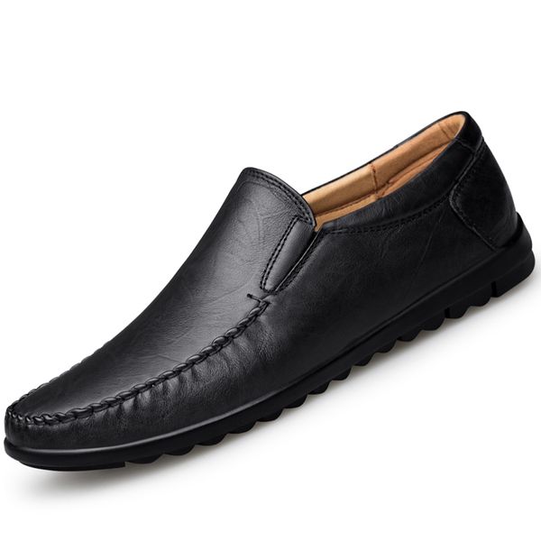 

genuine leather men casual shoes fashion 2020 mens loafers moccasins breathable slip on black driving shoes men large size 38-45