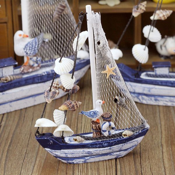 

shell wooden nautical decor bedroom toys children mini home sailing boat model