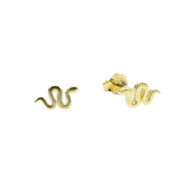 

2020 & fashion gold color mini 100% 925 sterling silver animal small snake stud earrings for01, Golden;silver