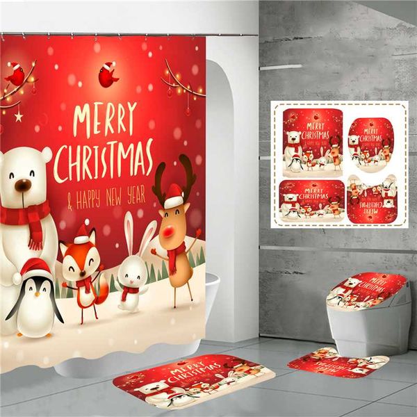 

christmas printed shower curtains bathroom curtain fabric waterproof polyester bath curtain screen santa claus snow man dw335