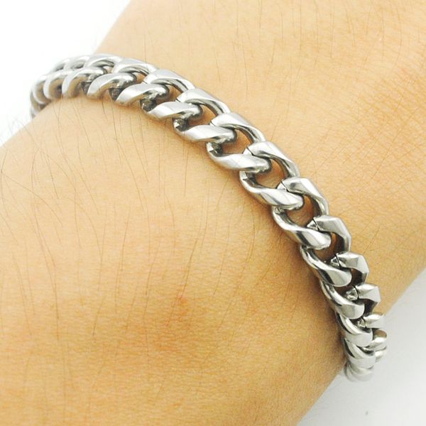 

atgo girls womens stainless steel link chain bracelet fashion jewelry , wholesale polished bb092a, Black