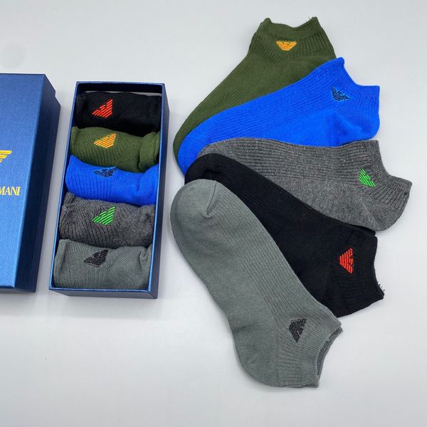 

mens socks 2020 new fashion sock slippers letters with eagle pattern haute couture with 5 pairs boxed for wholesale lll20852, Black