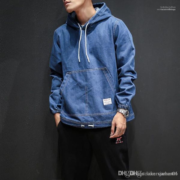 

homme clothes pullover loose sweatshirts mens designer denim hoodies fashion solid color long sleeve, Black