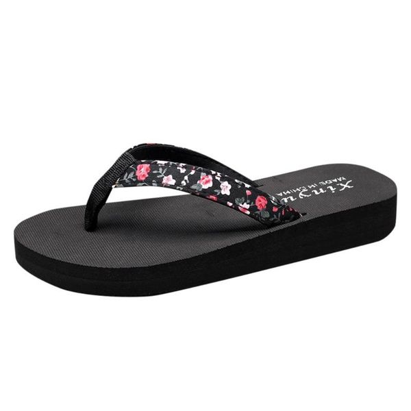 

bohemian ethnic style flat shoes female sandals sandals beach slipper female shoes fashion casual summer slides slippers a50, Black