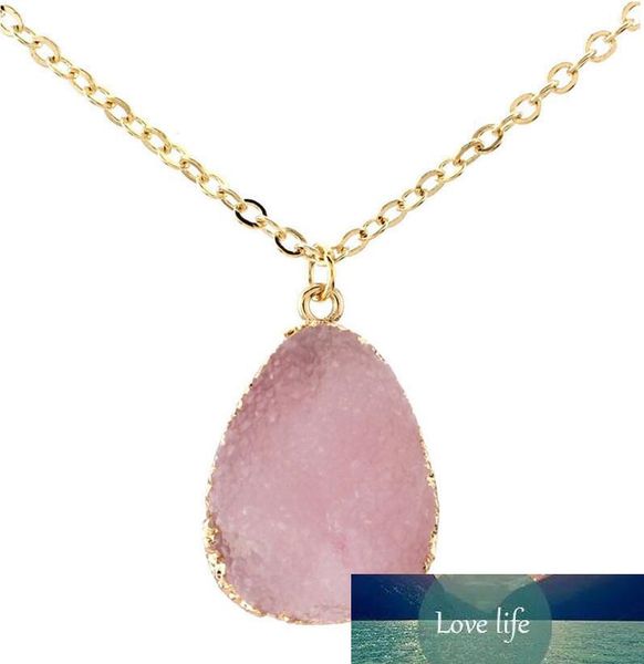 

7 colors natural stone pendant necklaces anomalistic druzy chakra bead gemstone necklace gold chains for women bohemia jewelry, Silver