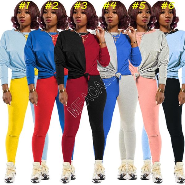 

women tracksuit designers long sleeves t shirt pants leggings autumn fashion patchwork color two pieces outfits sports suit boutique d82408, White