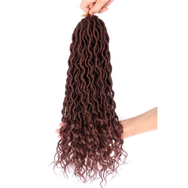 

18 inch goddess faux locs crochet hair 70g/pc crochet braids faux locks with curly ends ombre synthetic braiding hair extension bs31, Black