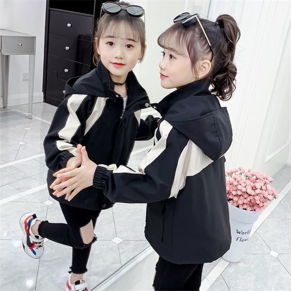 

coat spring autumn jackets for girls teenage fashion kids girl jacket hooded windbreaker children baby trench, Blue;gray
