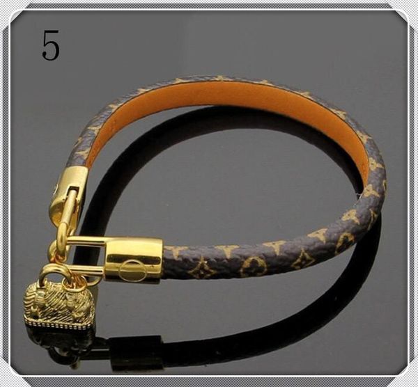 

round genuine leather bracelets with gold bag accessories design for women and men flower print bracelet brand named jewelry 14, Golden;silver