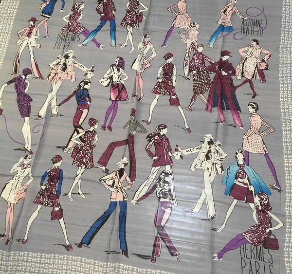 

new style women s square scarves 100% silk thin and soft good quality grey color print letter character size 130cm - 130cm, Blue;gray