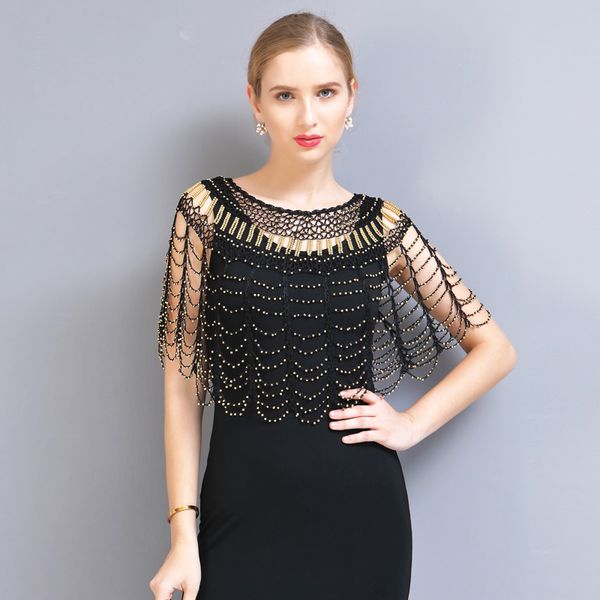 

handmade crochet hollow out 1920s shawl wraps gatsby party beaded evening cape bridal shawl bolero flapper cover up, Blue;gray