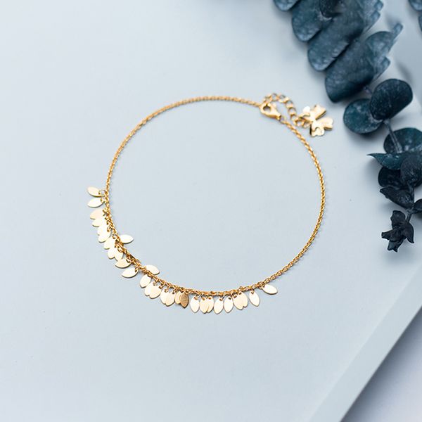 

miqiao bracelet on the leg anklet for women silver 925 foot sterling jewelry female simple glossy oval light piece temperament, Red;blue