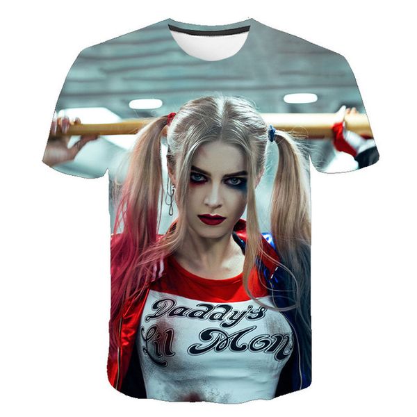 

suicide squad womens mens harley quinn the joker man black red 3d print shirts funny oversized kawaii men clothing