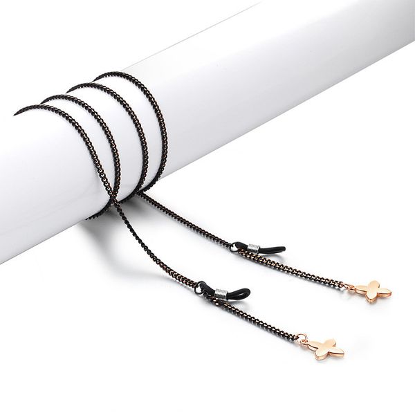 

sunglasses reading glasses black slim metal cords eyeglasses chain spectacles holders rope with flower heart cross tassel, Silver