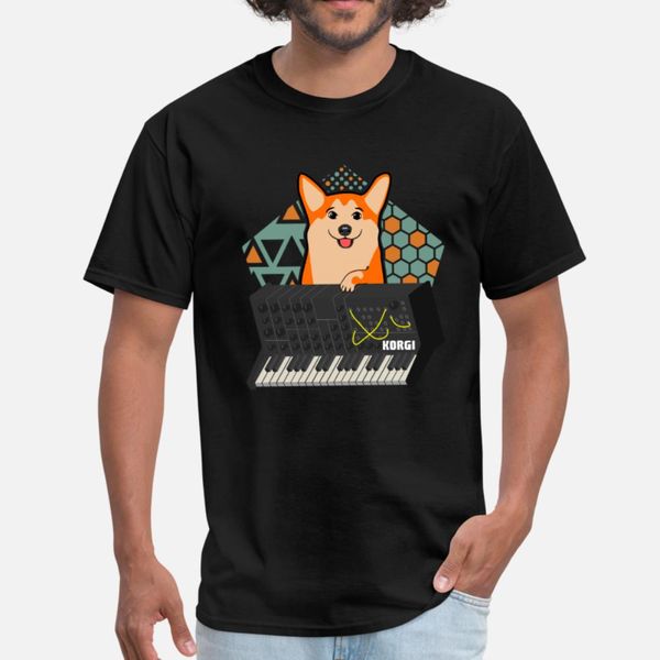 

funny synthesizer corgi t shirt men customize 100% cotton s-3xl pictures crazy humor summer style family shirt
