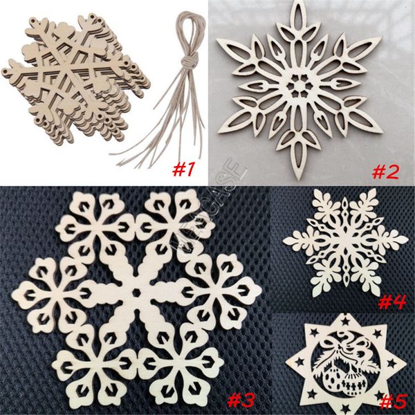 

2020 chirstmas wooden snowflake bag pendant creative pierced snowflake xmas decoration festival gifts supplier 10pcs/set d83106, Red;brown